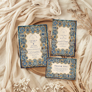 Cartons Réponse Mariage islamique bleu royal