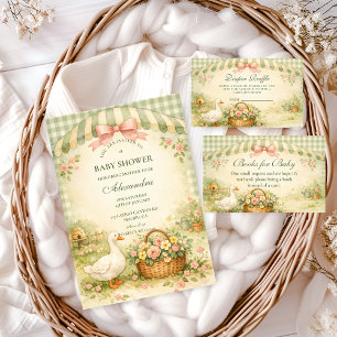 Cottagecore Dummer-Gänse-Garten-Baby-Party Einladung