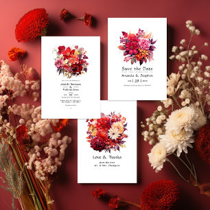 Save The Date Luscieux Mariage de fleurs rouges