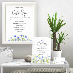 Blue Wildblume Wedding Öko Paper Rettend All In One Einladung