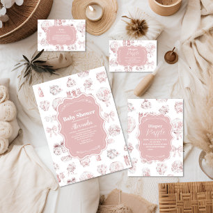 Serviette En Papier Vêtements Roses Toile De Jouy Baby shower