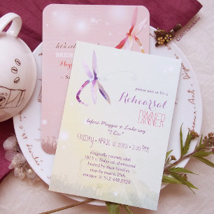 Invitation Colorful Dragonfly Couple Printemps mariage