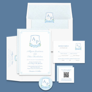 Carte D'accompagnement Classic Bleu Blanc Mariage Crest Choix de repas RS