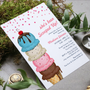 Invitations En Acrylique Crème glacée d'été Fête des mariées d'aquarelle mo