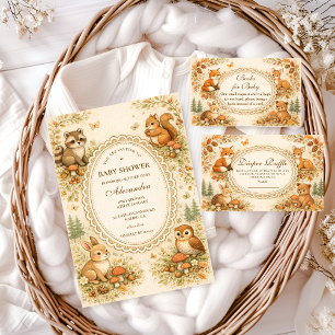 Verzauberte Waldtiere - Babyshower Einladung