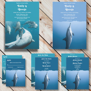 Hochzeit von Navy Blue unter dem Meer Dolphin Boho Einladung