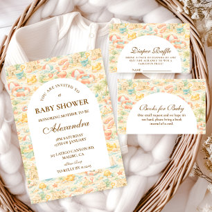 Pastell-Strandtiere Windel-Raffle Begleitkarte