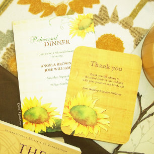 Invitation Aquarelle tournesols Mariage rural