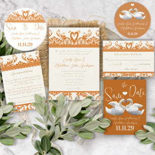 Invitation Inséparables de cygne bleu Mariage