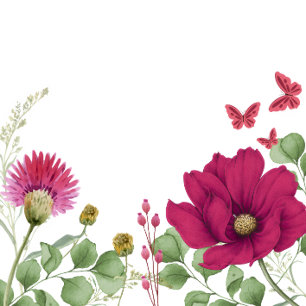 Rosa florale Schmetterlings-Geburtstagseinladung Einladung