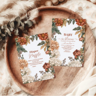 Terracotta Floral Baby in Bloom Baby Dusche Einladung