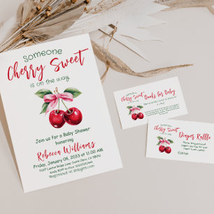 Cherry Sweet Pink Bow Fruit Girl Baby Dusche Einladung
