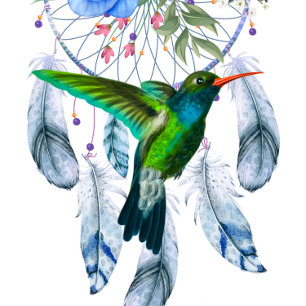 Blue Dreamcatcher Hummingbird Boy Baby Showdusche  Einladung