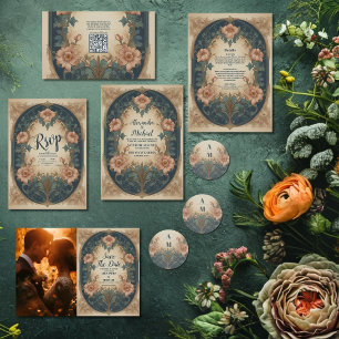 QR Code Elegante Arch Art Nouveau Hochzeit Begleitkarte