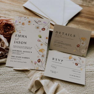 Boho Wildblume Wedding Program Einladung