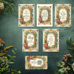 Cartons Réponse Vintage Floral Art Nouveau Mariage