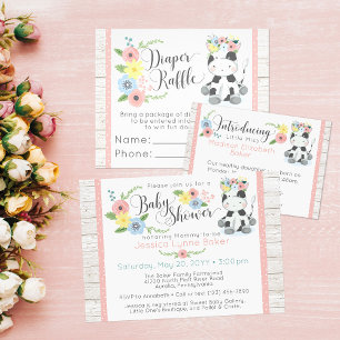 Baby Cow Rustic Floral Baby Ankündigung
