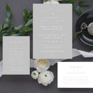 Elegant Calligraphy   Light Gray Wedding Einladung
