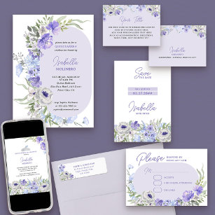 Save The Date Purple Peri Girl Floral Mis Quince