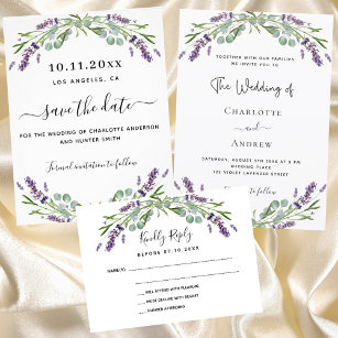 Lavender Hochzeitungs-Antwort-Website QR-Code UAWG Begleitkarte