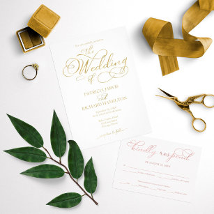Einfache Elegante Gold Foil Script Klassische Hoch Einladung