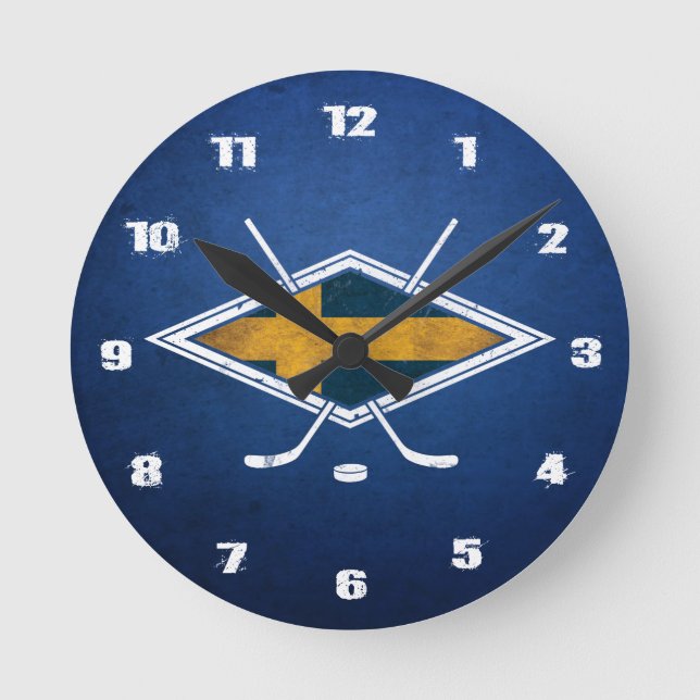 Sverige Ishockey Swedish Ice Hockey Clock Runde Wanduhr (Vorderseite)