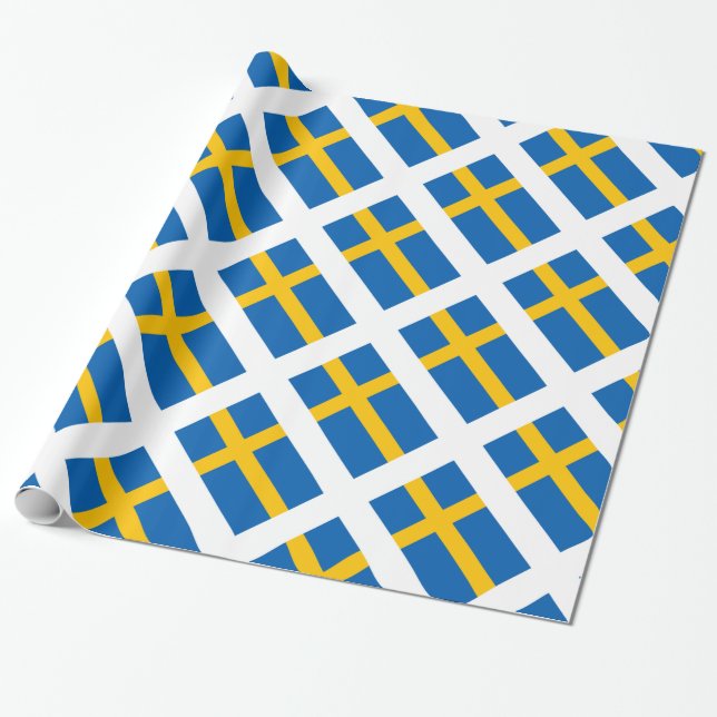 Sverige Schweden Schwede-Flagge Geschenkpapier (Ungerollt)