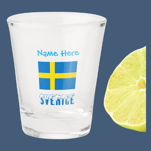 Sverige Schwedische Flagge Blue Personalisiert Schnapsglas
