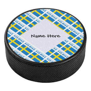 Sverige Schwedische Flagge gekachelt Personalisier Eishockey Puck