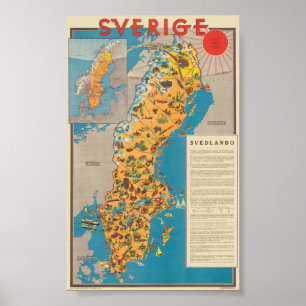 Sverige Suède Poster vintage 1931