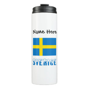 Sverige und Schwedische Flagge Personalisiert  Thermosbecher