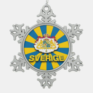 Sverige-Wappen Schneeflocken Zinn-Ornament