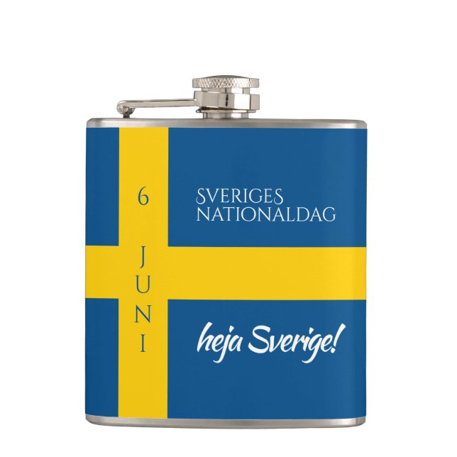 Sveriges Nationaldag Flag zum schwedischen Nationa Flachmann (Vorderseite)