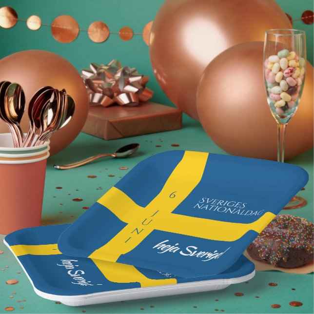 Sveriges Nationaldag Flag zum schwedischen Nationa Pappteller (Multi)