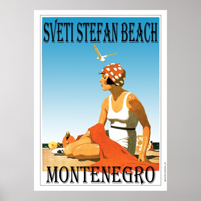 Sveti Stefan beach, Monténégro Poster (Devant)