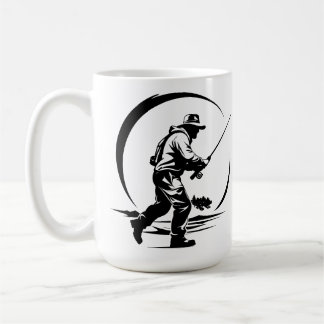 SVG benutzerdefinierter Fliegenfischer und Rute Kaffeetasse