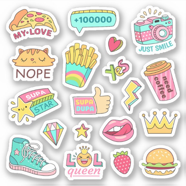 SVG Designs Bundle Random Doodle Stickers Feuille (Devant)