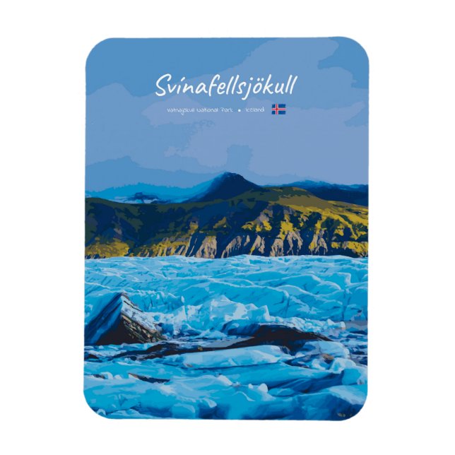 Svínafellsjökull, Iceland -  Glacier View Rounded Magnet (Vertikal)