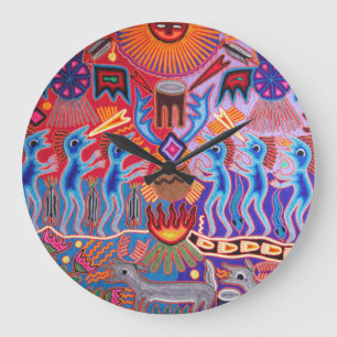 SW Huichol Peyote-Ritual-Zeremonie Wanduhr