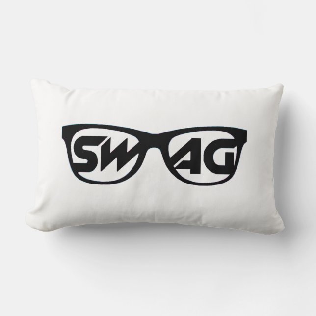 Swag 2 Seitliches schwarzes und weißes Kissen (Vorderseite)
