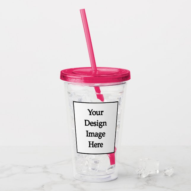 Swag Custom 16oz, Fuchsia Pink Acrylic Tumbler Acryltrinkbecher (Vorderseite Ice)