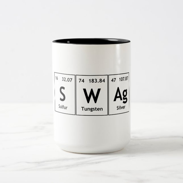 SWAg-Periodensystem-Element-Wort-Chemie-Symbol Zweifarbige Tasse (Mittel)