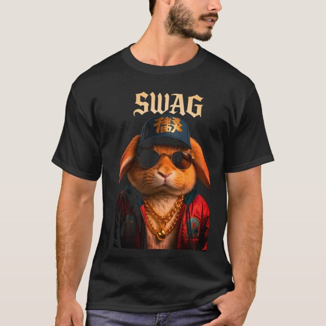 Swag Rabbit - Cool Bunny T-Shirt (Vorderseite)