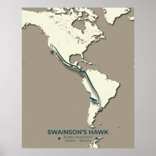 Swainsons "Hawk Migration Map" - Minimalistisch Vi Poster