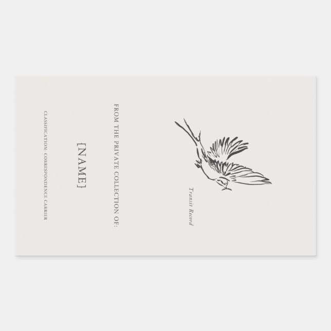 Swallow- Ex Libris Bookplate -Menagerie Archive  Rechteckiger Aufkleber (Vorderseite)