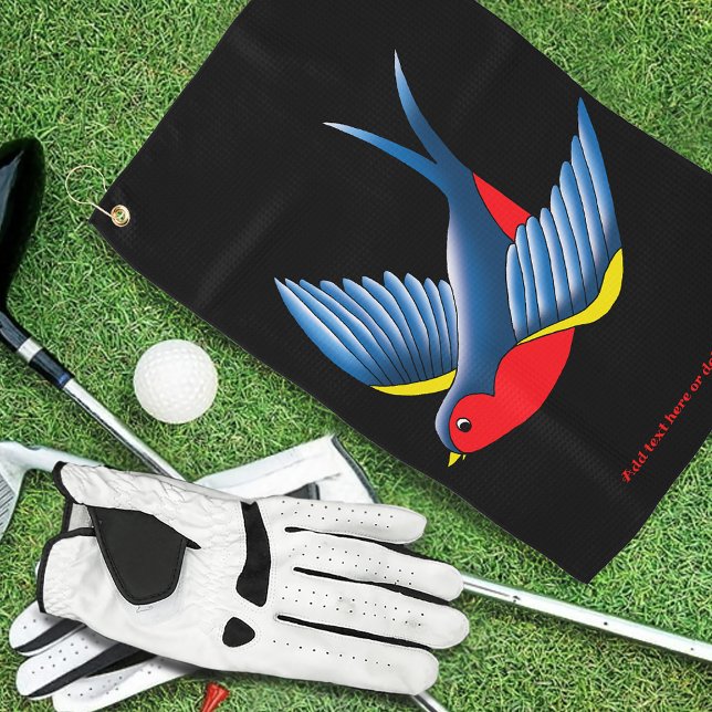 Swallow Red Blue Tattoo Golfhandtuch (Von Creator hochgeladen)