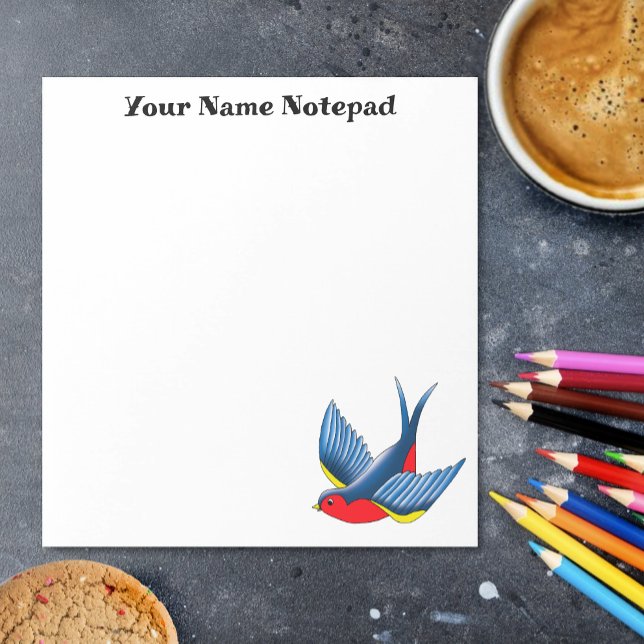 Swallow Red Blue Tattoo Notizblock (Von Creator hochgeladen)