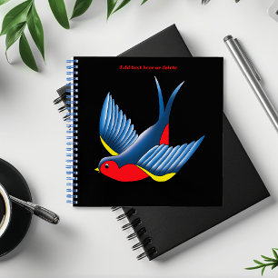 Swallow Red Blue Tattoo Notizbuch