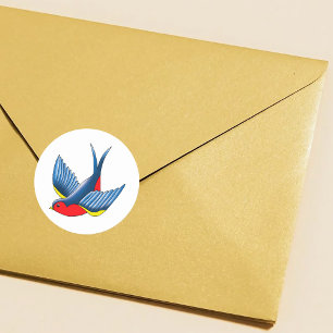 Swallow Red Blue Tattoo Runder Aufkleber