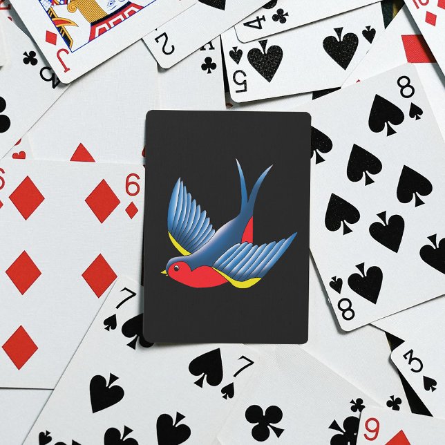 Swallow Red Blue Tattoo Spielkarten (Von Creator hochgeladen)